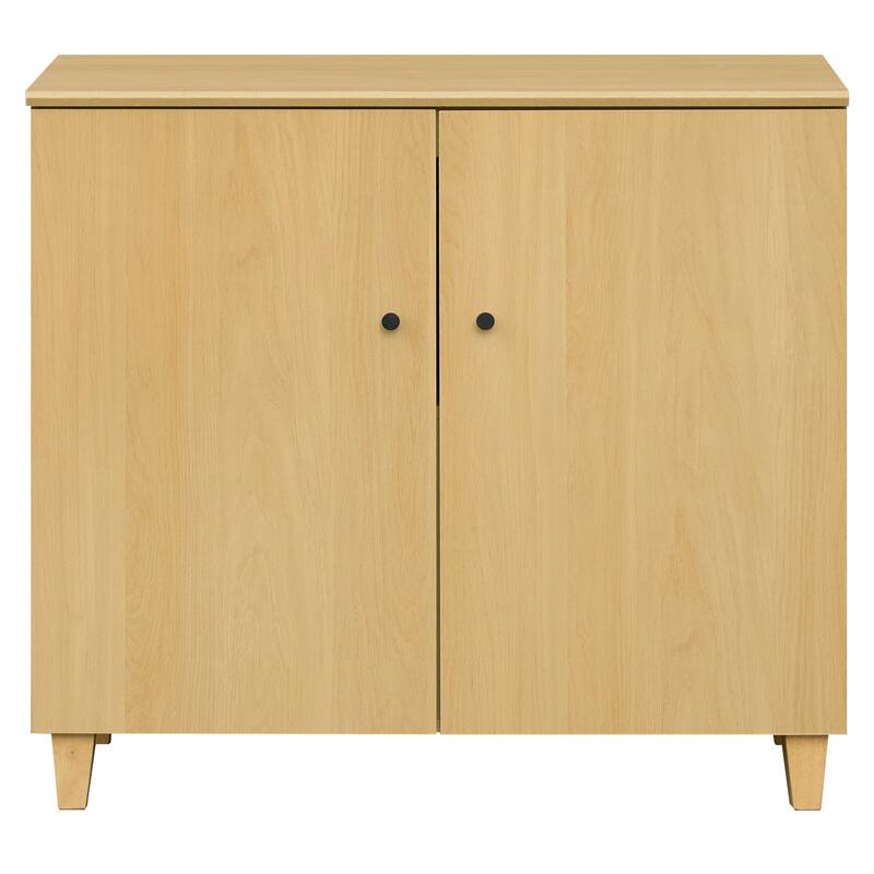 Buffet Cabinet with 3 Compartments for Dining Room, 32.4"H Sideboard - 35.4 Inches - Oak