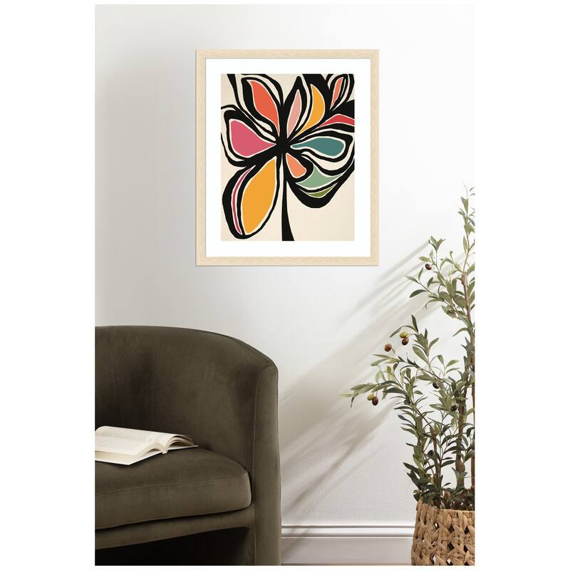 Kate and Laurel Framed Art Midnight Floral 2 by Alicia Bock