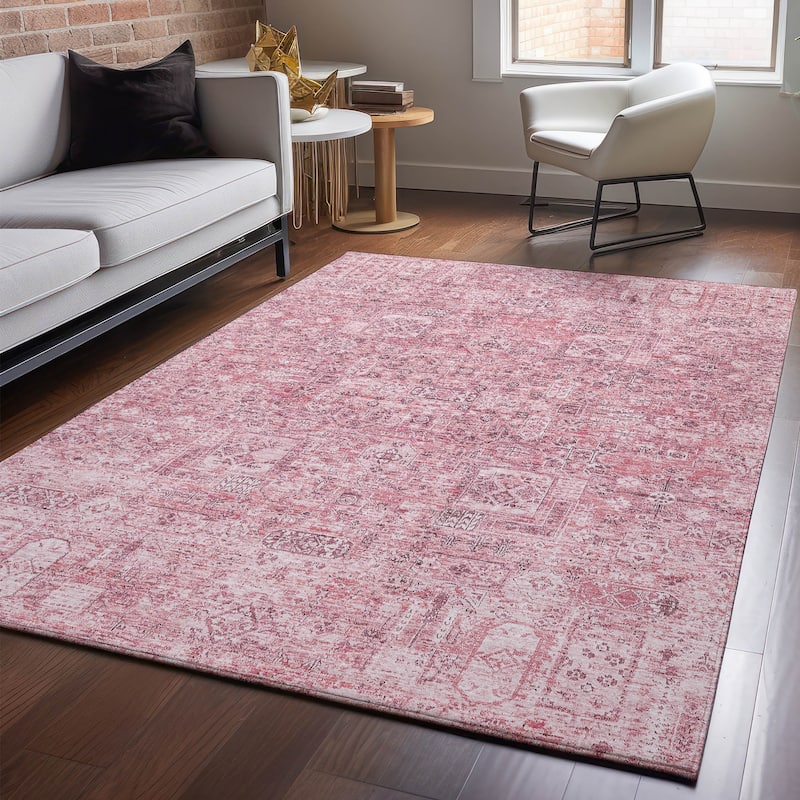 Premium Washable Super Soft Vintage Traditional Mayfield Rug - Pink - 10' x 14'