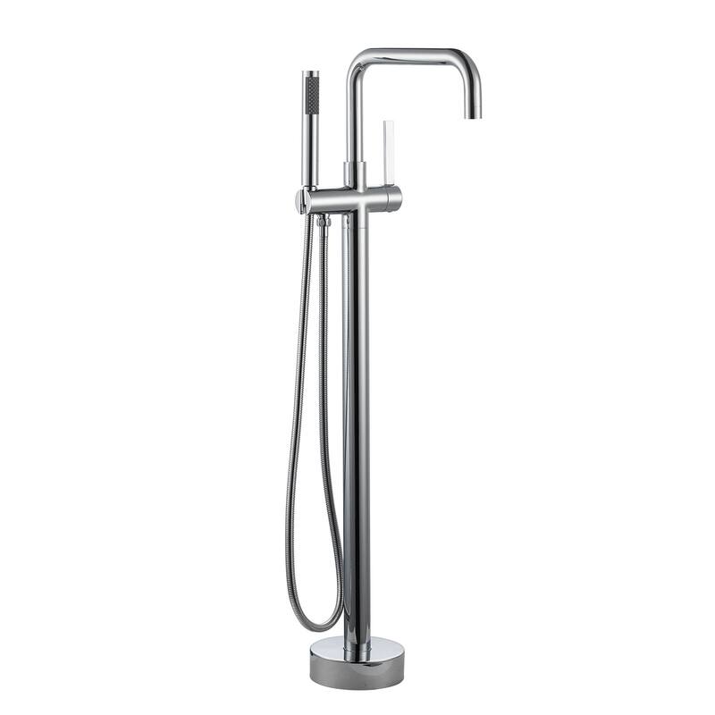WOWOW Floor Mount Single-Handle Freestanding Tub Faucet - Chrome/White