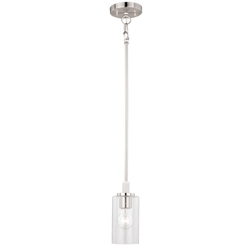 Addison Satin Nickel Urban Loft Mini Pendant Ceiling Light Clear Glass - 4.75-in W x 14-in H x 4.75-in D - Satin Nickel - 4.75-in W x 14-in H x 4.75-in D