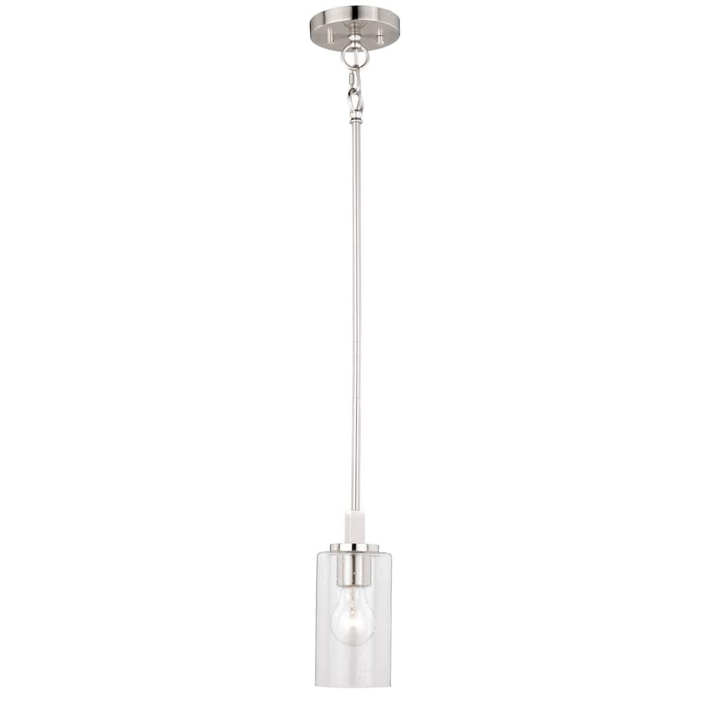 Addison Satin Nickel Urban Loft Mini Pendant Ceiling Light Clear Glass - 4.75-in W x 14-in H x 4.75-in D