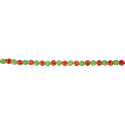 6' Red and Green Glittered Candy Drop Christmas Garland, Unlit