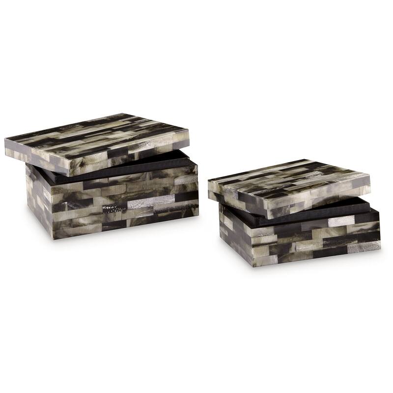 Signature Design by Ashley Ellford Black/Brown/Cream Box (Set of 2) - 9.13" W x 7.13" D x 4.63" H