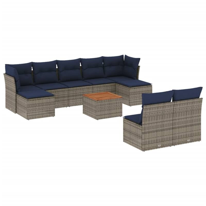 vidaXL Patio Sofa Set with Cushions Outdoor Furniture 10 Piece Poly Rattan - 24.4x 24.4x 27.2