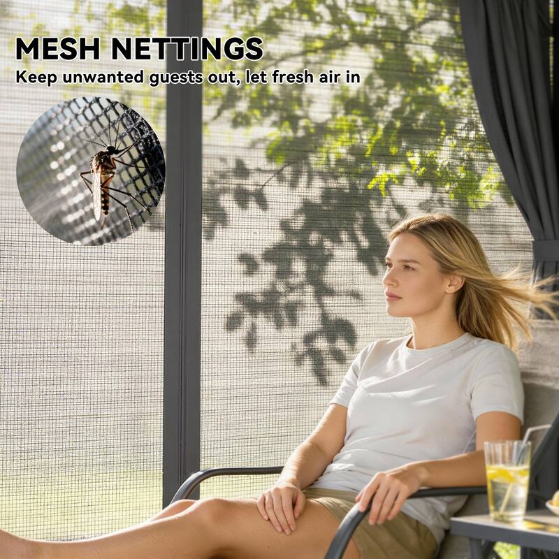 Outsunny 10' x 12' Outdoor Patio Gazebo, Soft Top Gazebo Canopy Shelter with Double Roof, Curtains, Netting, Steel Frame