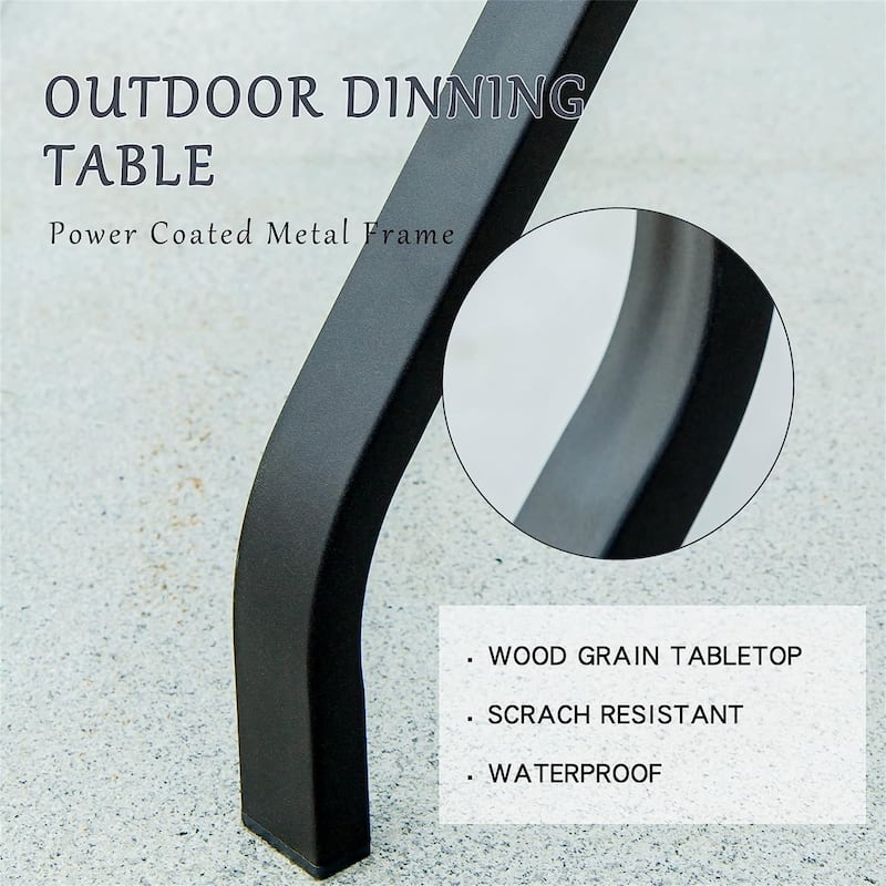 Outdoor Patio Dining Table Square Metal Table with Umbrella Hole