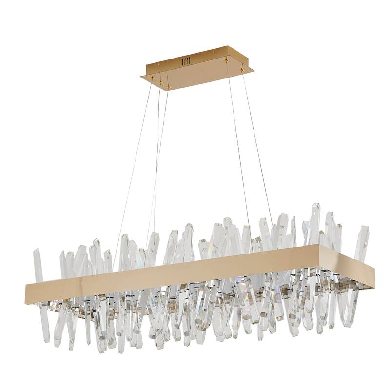 Gold Stainless Steel LED Chandelier With Clear Crystals - Overstock ...