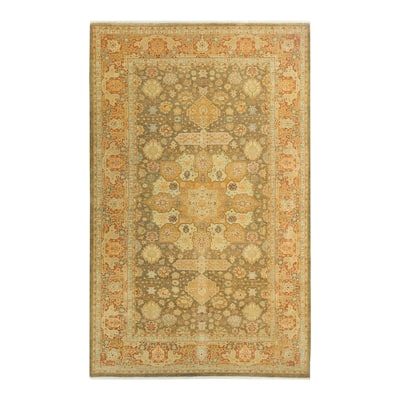 Overton Hand Knotted Wool Vintage Inspired Traditional Mogul Green Area Rug - 6' 2" x 9' 9"
