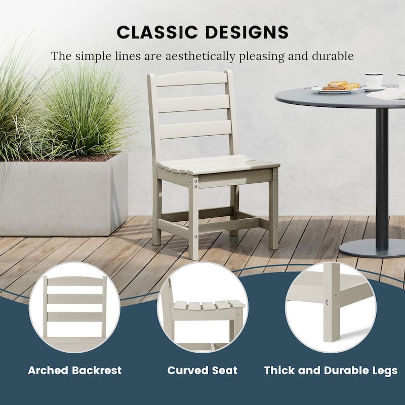 Shoreside Outdoor Patio Armless Dining Side Chair