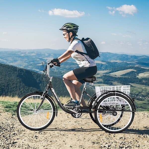 Goplus 24'' Single Speed 3-wheel Bicycle Adult Tricycle Seat