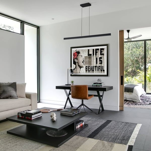 47.25" Kitchen Island Lighting,Adjustable Height Linear Chandelier Led Dimmable Aluminum Diy Shapes Ceiling Pendant Light Fixtures Remote Control Dini