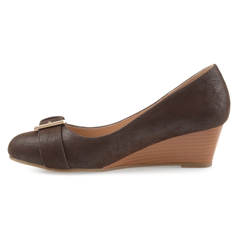 Journee Collection Women's Graysn Comfort Insole Slip On Round Toe Wedge