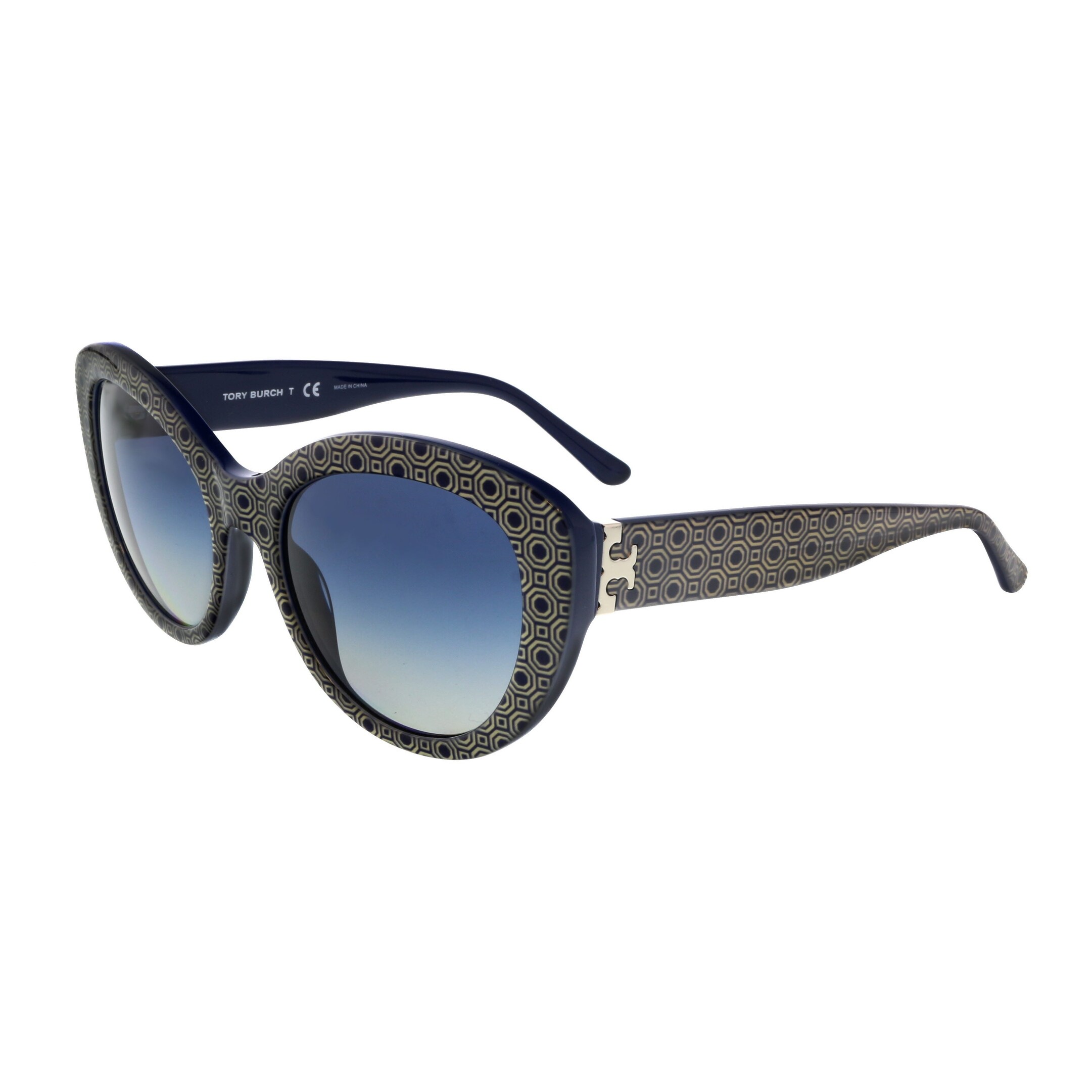 Shop Tory Burch Ty7121 17334l Black Cateye Sunglasses 55 20 140