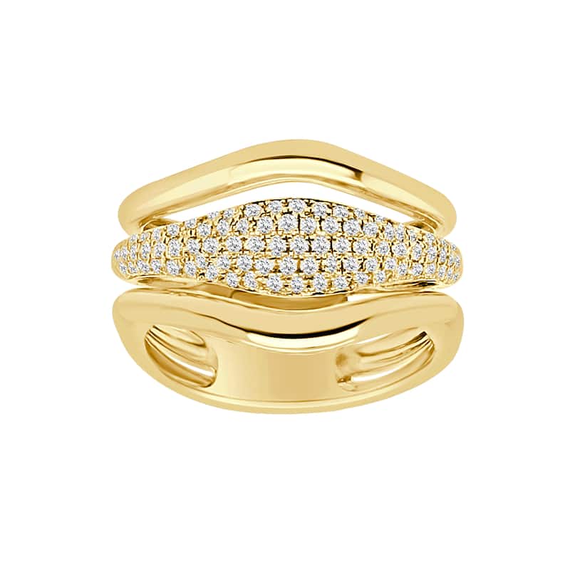 Auriya 14k Gold Lab Grown Round Diamond Pavé Wave Ring 0.50 ct. tw. (F-G, VS)