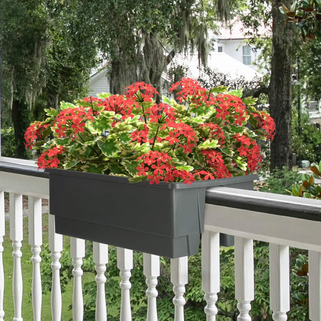 Pure Garden 20.75in Railing Planter - 6-Gal Outdoor Flower Box