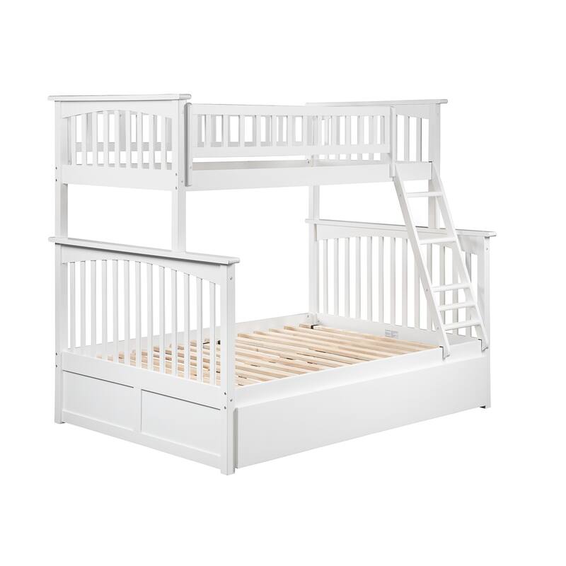 Columbia Bunk Bed Twin over Full with Twin Trundle Bed in White