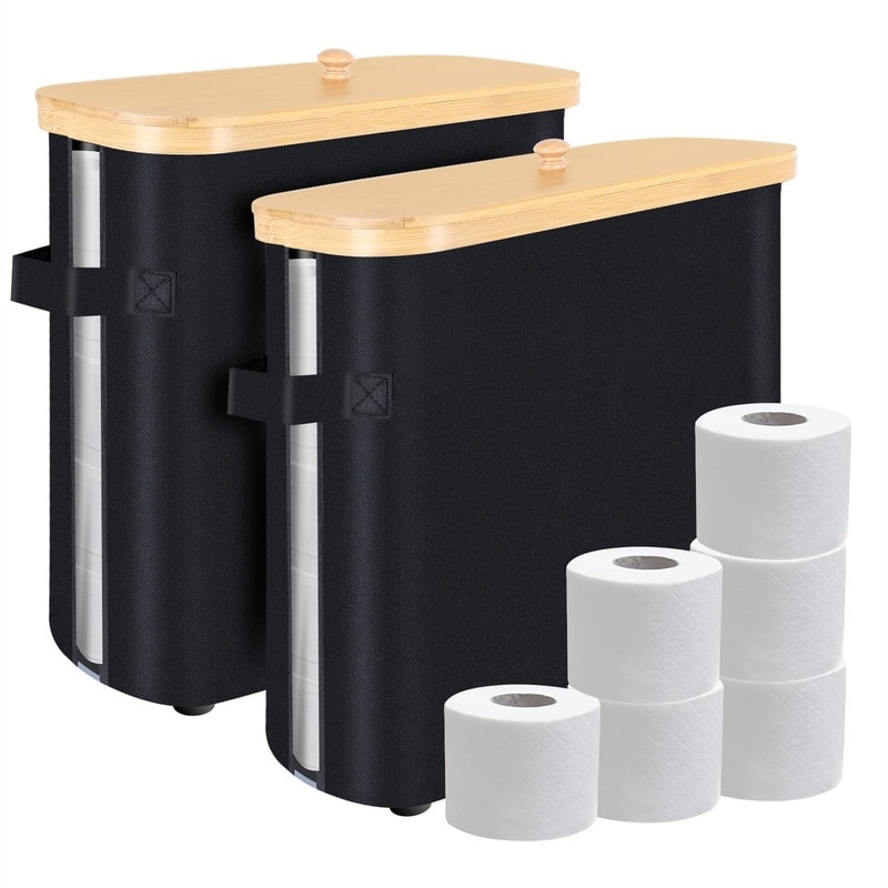 2 Pack 33L Extra Toilet Paper Storage Holder - Black - 17.32