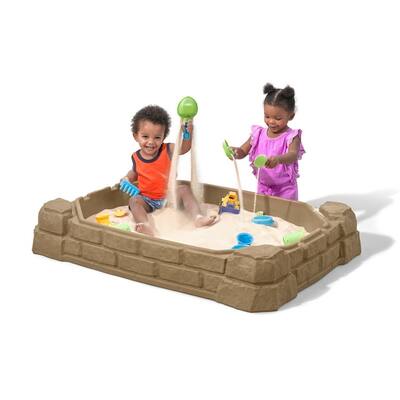 4' Rectangular Sandbox with Cover Sandstone Beige
