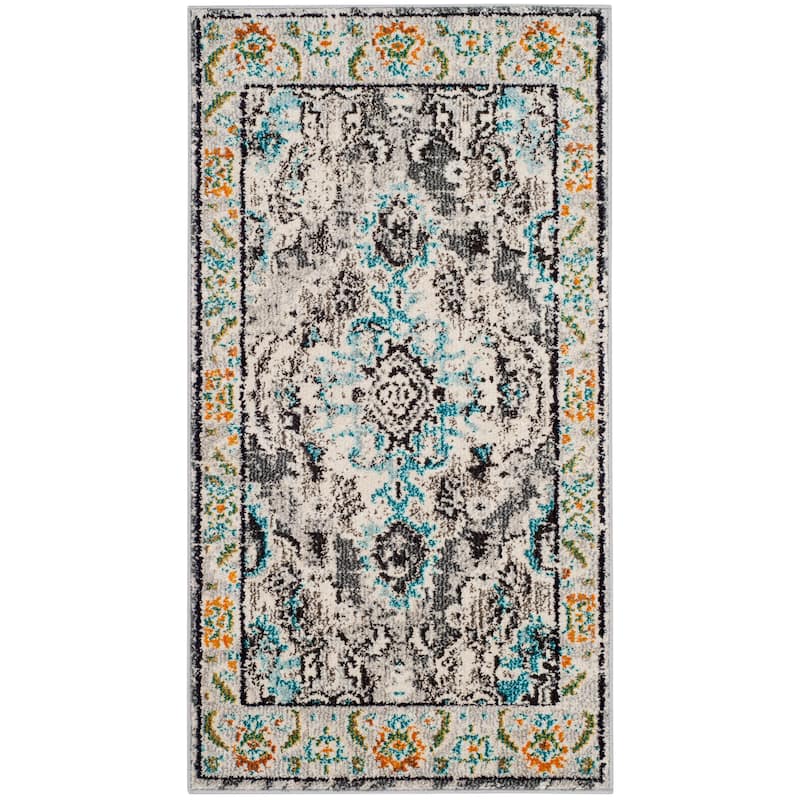SAFAVIEH Monaco Oceane Boho Medallion Distressed Area Rug - 2'2" x 4' - Grey/Light Blue