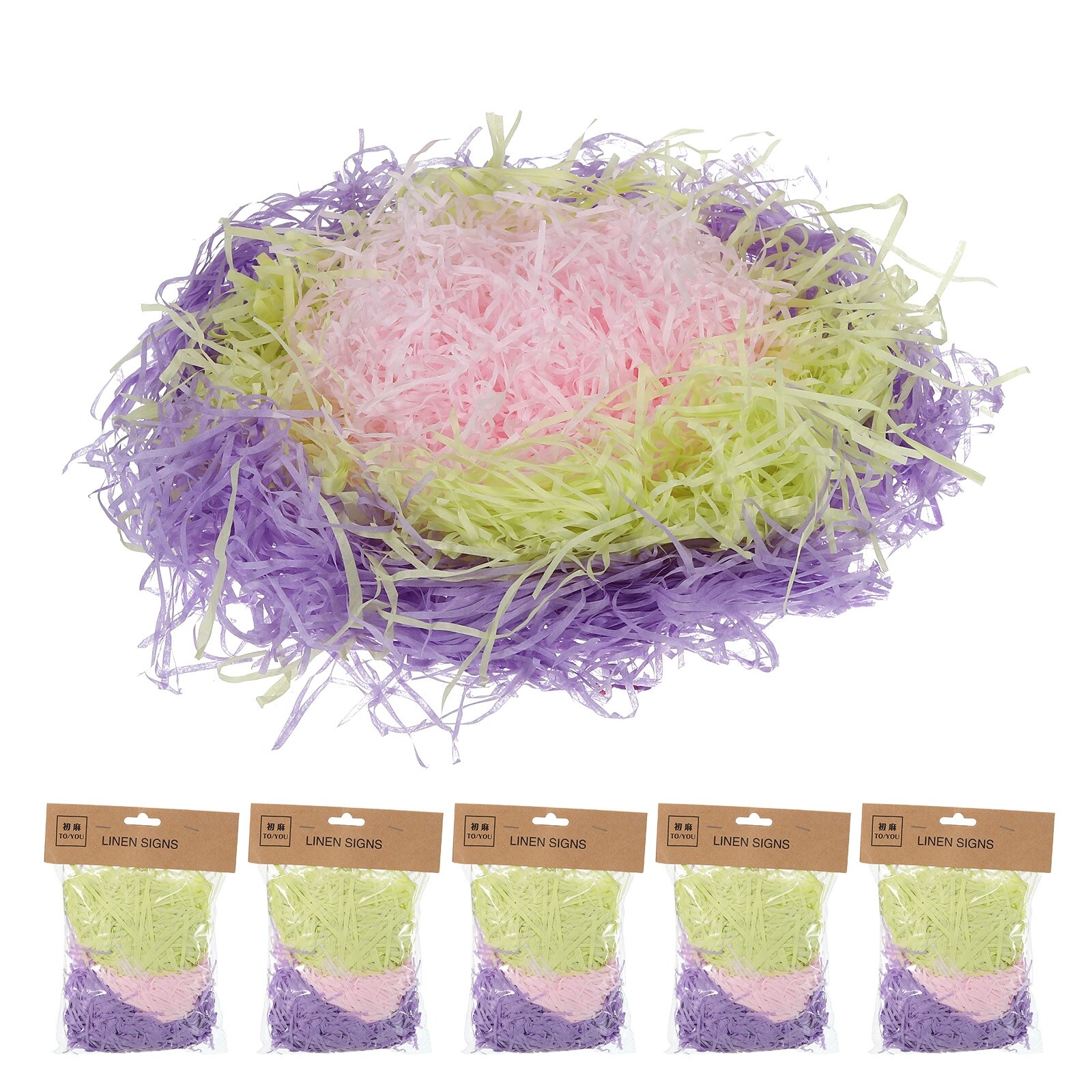 Easter Grass Basket Filler Grass 3 Color - (Green,Pink,Purple) - 5 Pack - Green,Pink,Purple