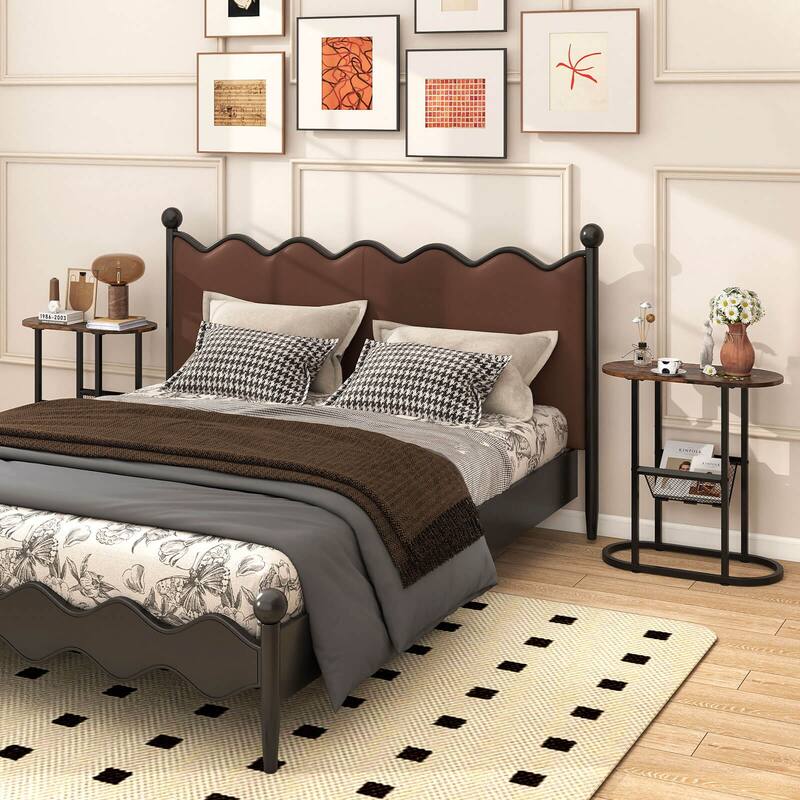 Costway End Table with Faux Marble Tabletop & Magazine Holder - See Details