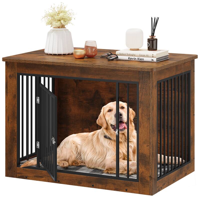 Moasis Dog Crate Furniture, End Table - Large - Brwon