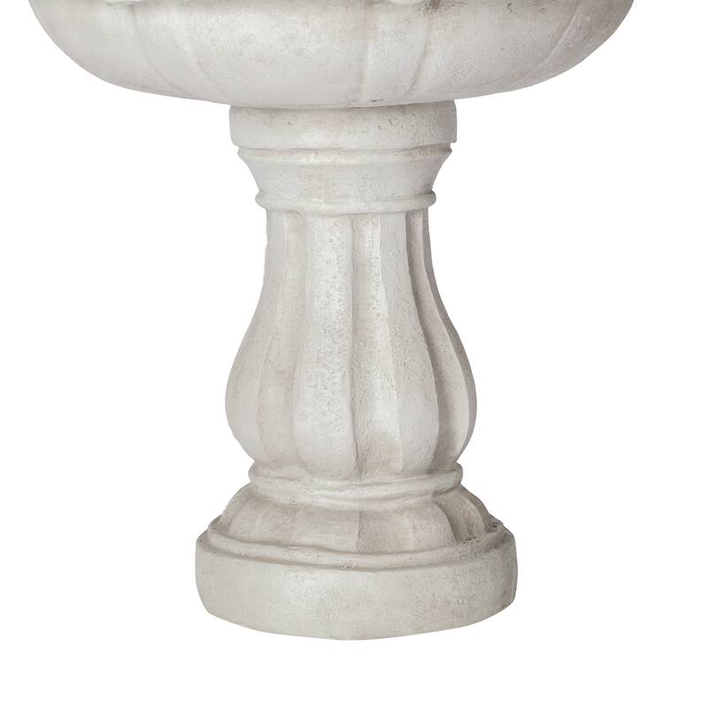 Christopher Knight Home - 2-Tier White 37.4"H Polyresin Outdoor Water Fountain with Recirculating Pump