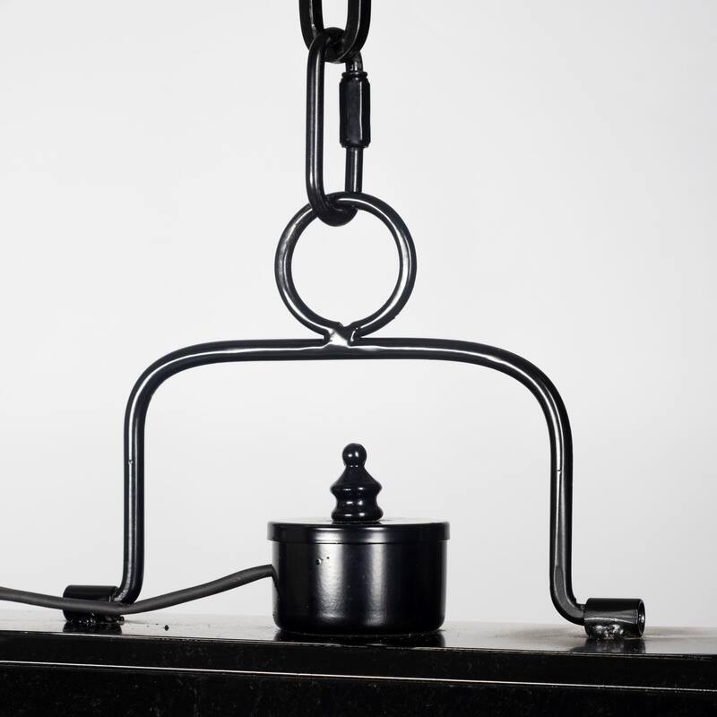 Antigon II (50"L x 19"W x 14"H) Black Metal and Glass Five Bulb Chandelier - 50.0L x 19.0W x 14.0H