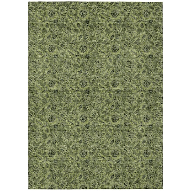Machine Washable Indoor/ Outdoor Chantille Floral Rug