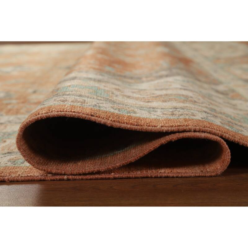 Hand Knotted Oriental 100% Wool Carpet Transitional Medallion Oranges & Rust Oushak Area Rug - 10' 1'' X 8' 5''