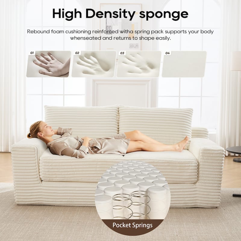 70.87'' W Corduroy Fabric Loveseat Sleeper Sofa with Memory Foam & Steel Frame