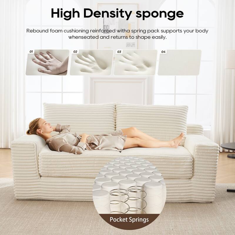 72.05" Corduroy Convertible 2-Seater Sofa with Memory Foam