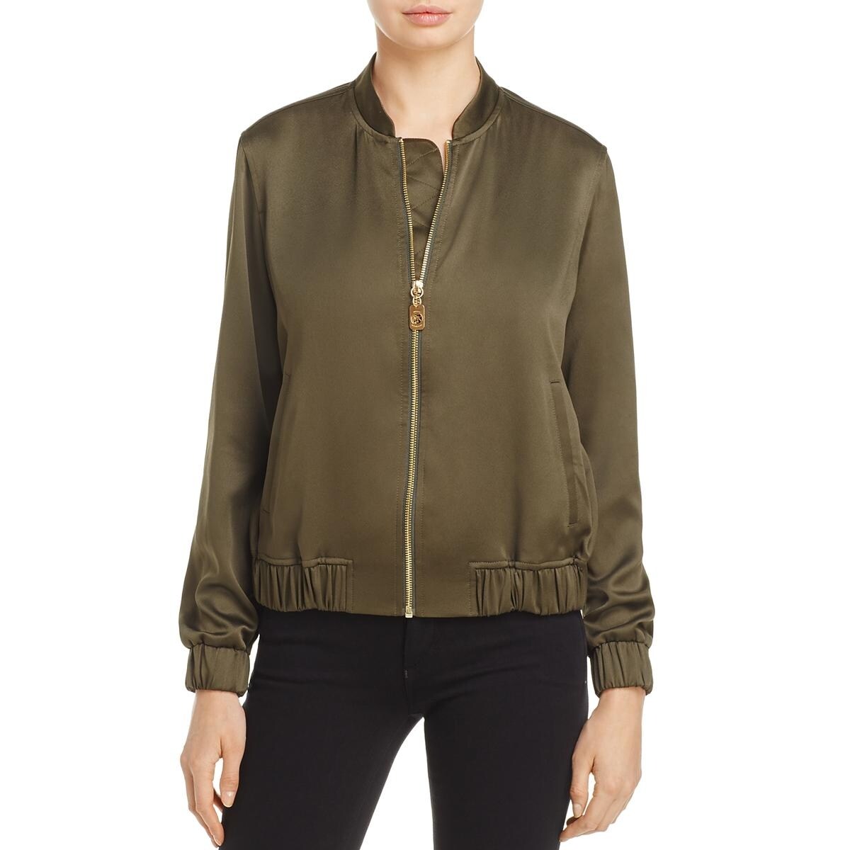 michael kors satin bomber jacket