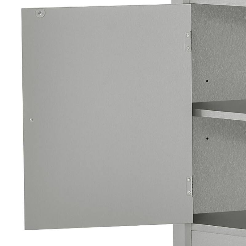 Modern Wooden Corner Tall Bathroom Storage Cabinet with Metal Handles