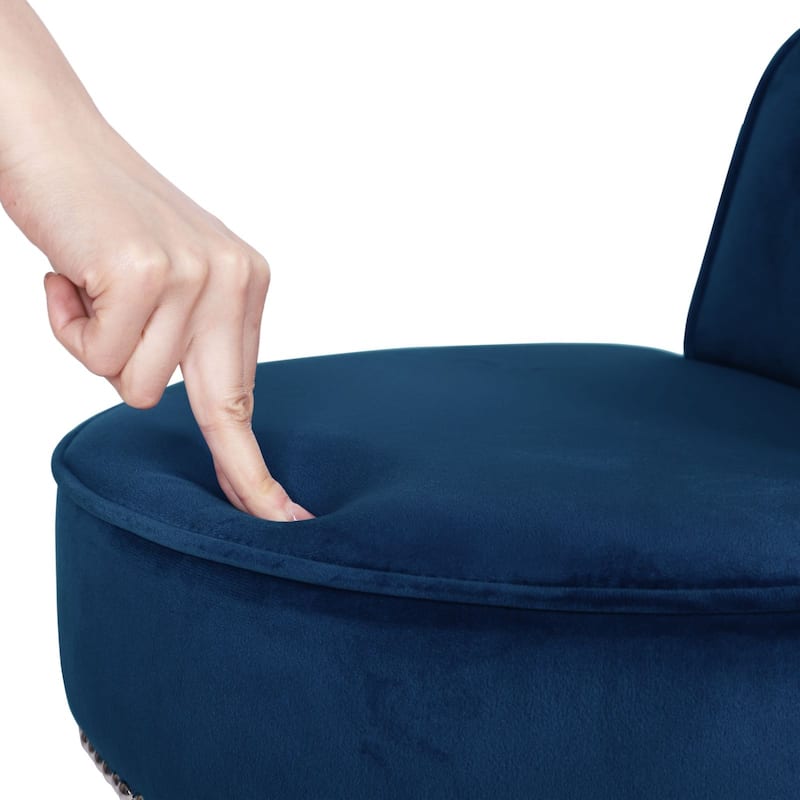 VEIKOUS Makeup Vanity Stool Chair with Low Back and Wood Legs-17.3" x 15.7" x 25.1"