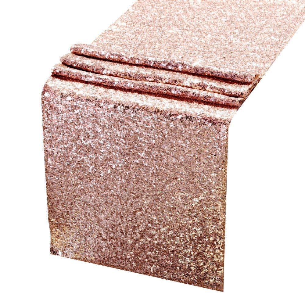 Sequin Table Runners ROSE GOLD 12 X 108 Inch Glitter