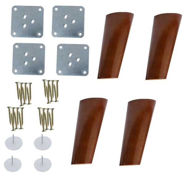 4 Inch Wood Furniture Legs Sofa Couch Chair Table Desk Closet Cabinet Bench Oblique Feet Replacement 4pcs Walnut Color
