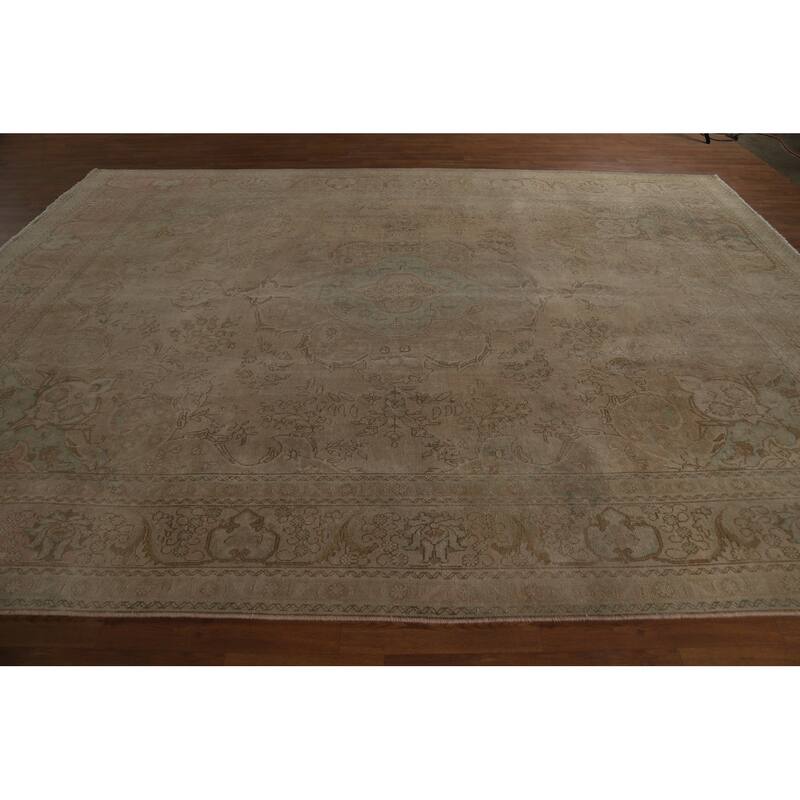 Medallion Tabriz Persian Vintage Area Rug Hand-Knotted Wool Carpet - 9'6" x 12'8"