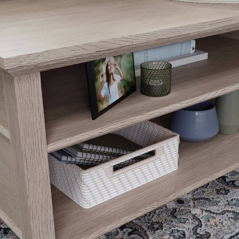 Wood Lift-Top Coffee Table with Spacious Surface, Brown - 36.14" L x 36.14" W x 19.29" H