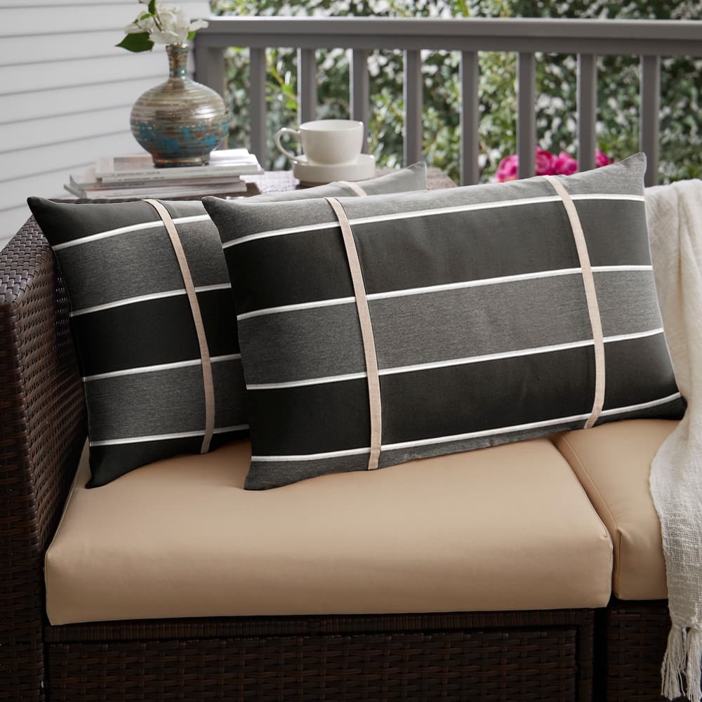 Sorra Home Sunbrella Outdoor Double Petite Flange Pillow Set of 2