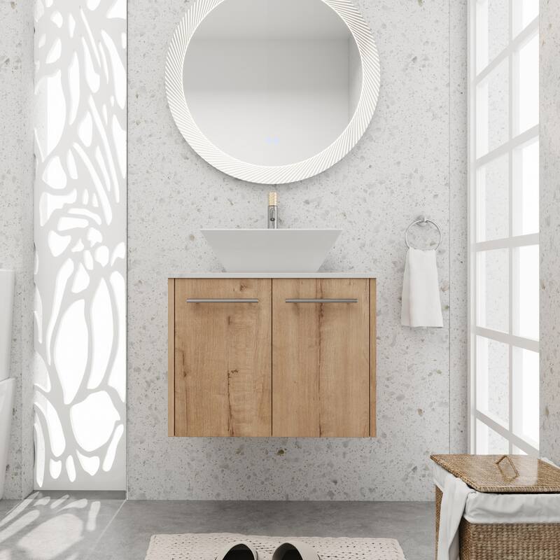 BNK 24"/30" Single Sink Bathroom Vanity with Soft Close Door, Modern Floating Vanity - 23.6''W×18.9''D - IMO with sink-101
