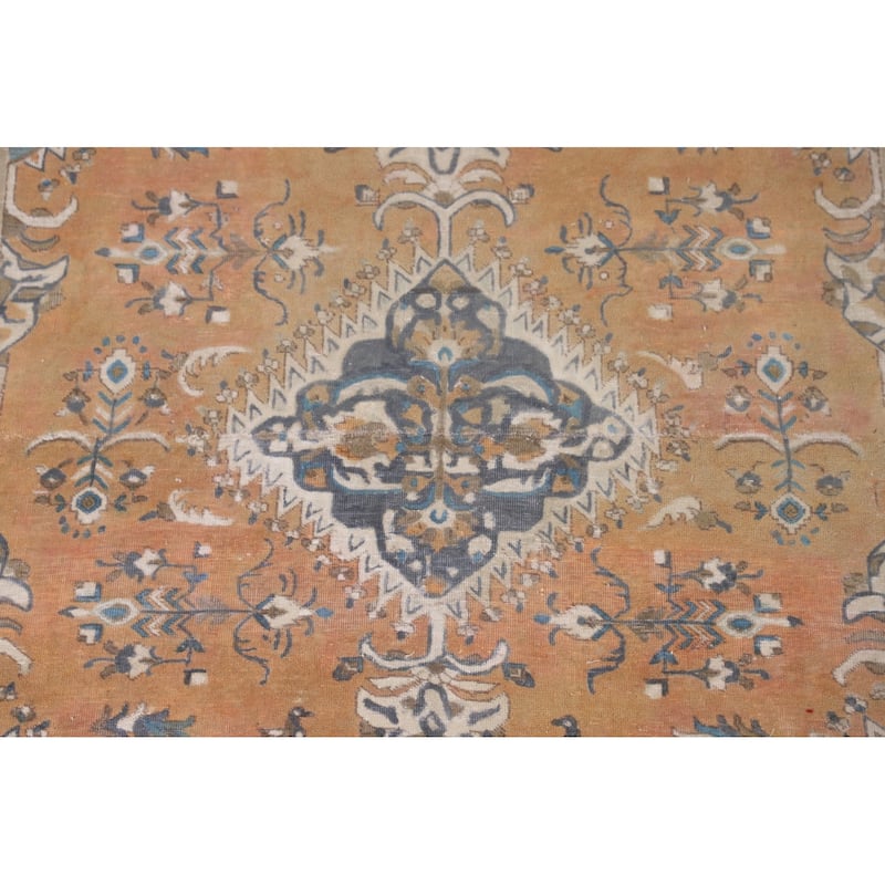 Geometric Tabriz Persian Vintage Area Rug Hand-Knotted Wool Carpet - 6'4"x 8'2"