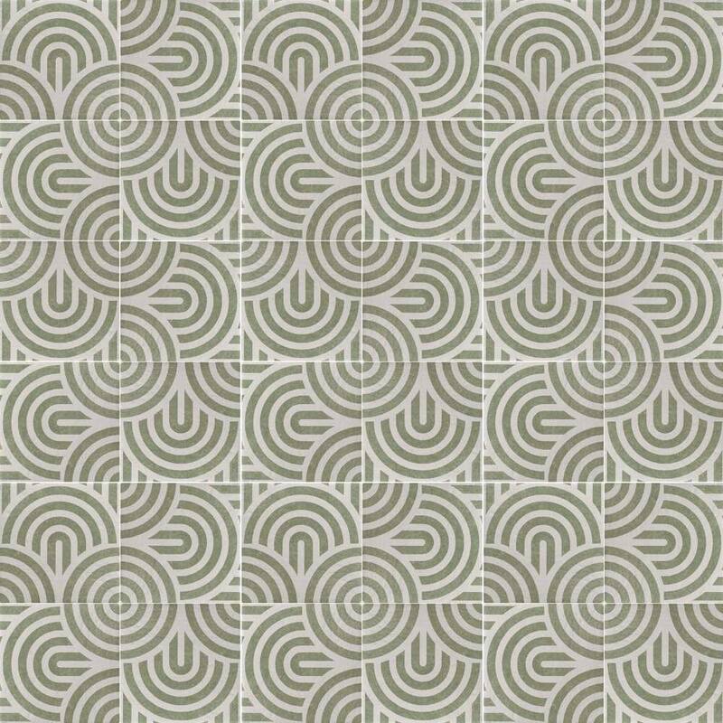 Verity Waves 8x8 Matte Porcelain Encaustic Tile - Floor, Wall, Backsplash