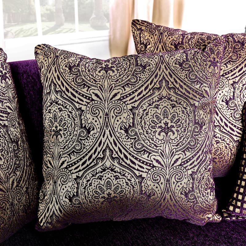 Grendel Traditional Purple Chenille Rolled Arms Loveseat by Furniture of America