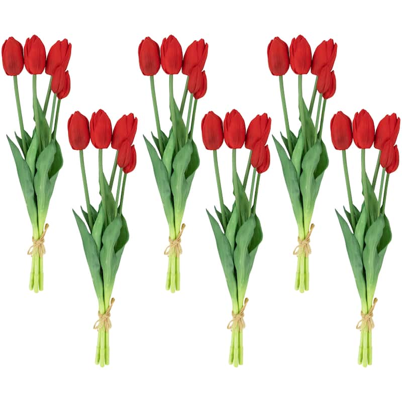 real touch™ red artificial tulip floral bundles set of 6 18"