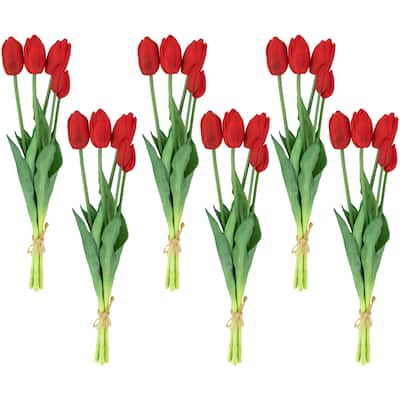 real touch™ red artificial tulip floral bundles set of 6 18"