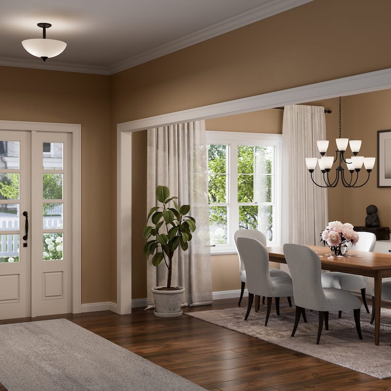 Kichler Lighting Jolie 2-Light Pendant Semi Flush with Satin Etched Glass in Black
