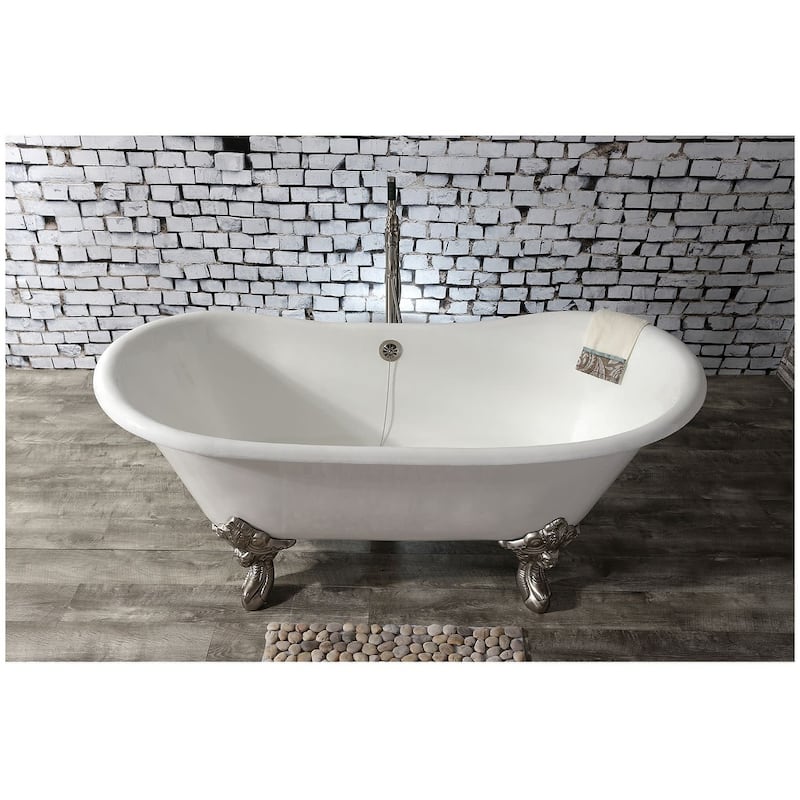 Kingston Brass Aqua Eden 67" Clawfoot Cast Iron Soaking Tub with