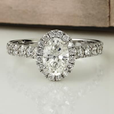Auriya Platinum 1 5/8ctw Classic Oval-cut Halo Diamond Engagement Ring